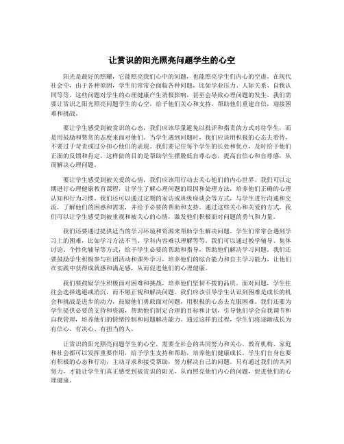让赏识的阳光照亮问题学生的心空