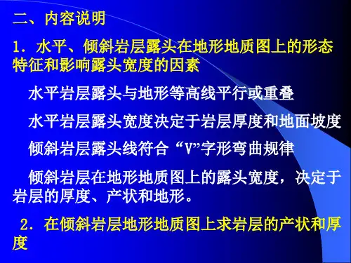 实习二阅读水平倾斜岩层地形地质图和编绘图切地质剖面图