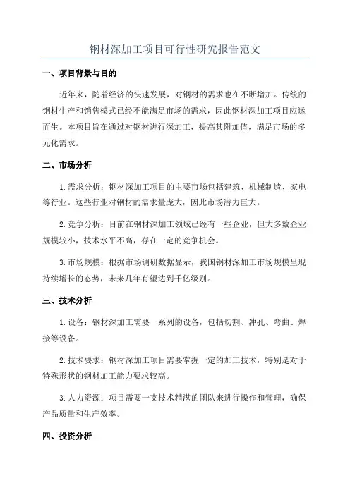 钢材深加工项目可行性研究报告范文
