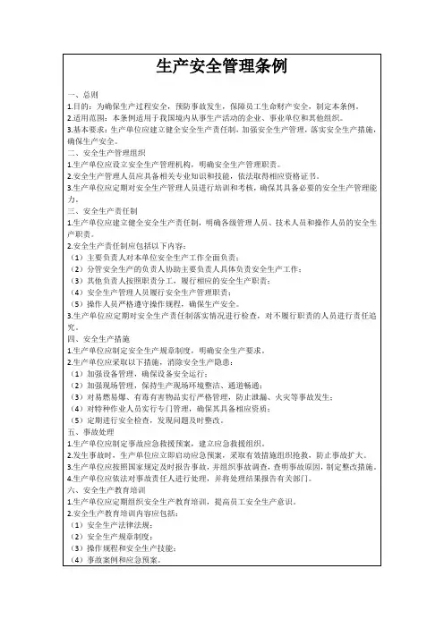 生产安全管理条例