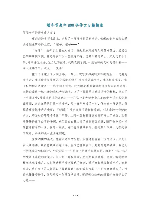 端午节高中800字作文5篇精选