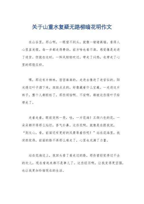 关于山重水复疑无路柳暗花明作文