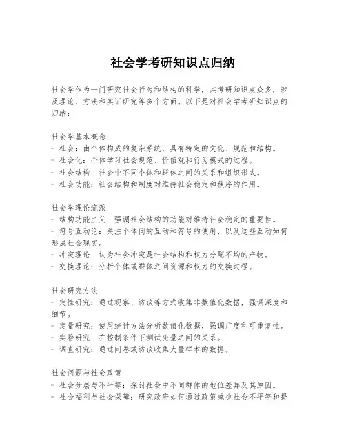 社会学考研知识点归纳