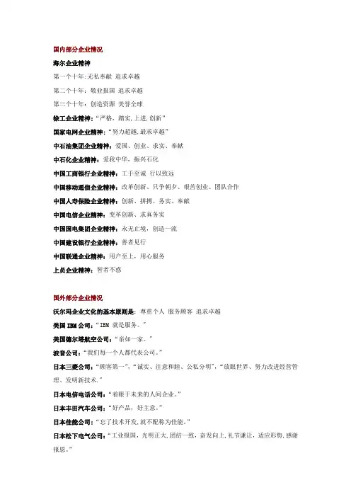 国内外知名企业文化