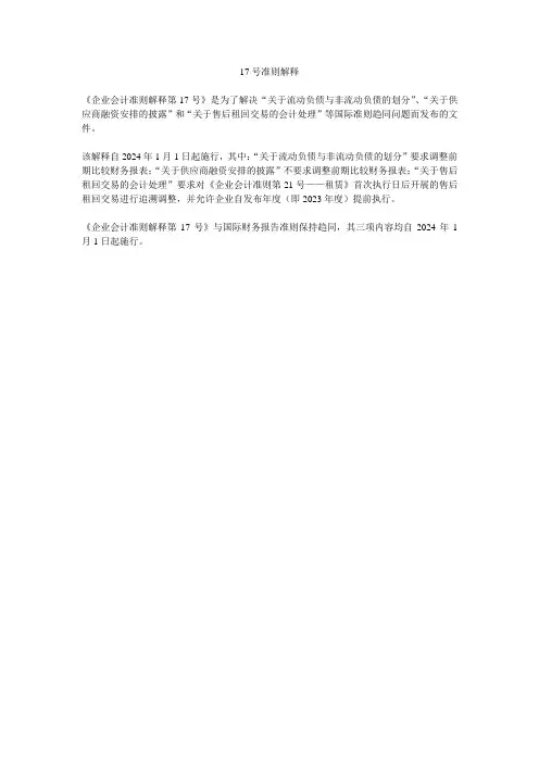 17号准则解释