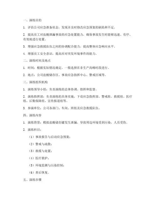 盐酸泄漏事故应急预案演练方案
