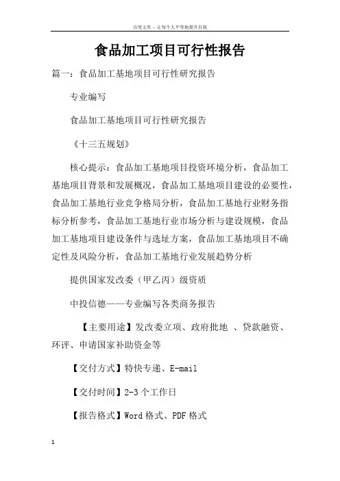 食品加工项目可行性报告