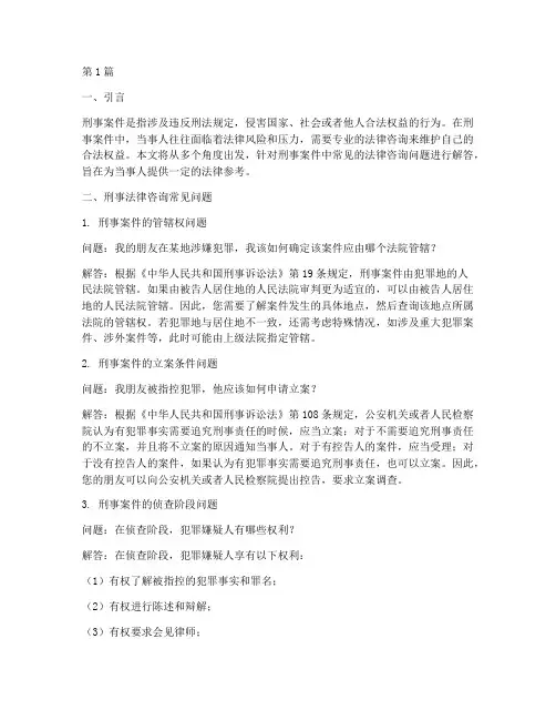 刑事案件法律咨询问题(3篇)