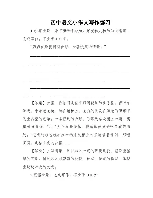 初中语文小作文写作练习