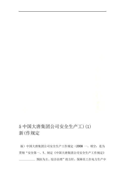 5中国大唐集团公司安全生产工作规定新1