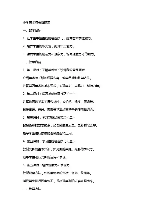 小学美术特长班教案