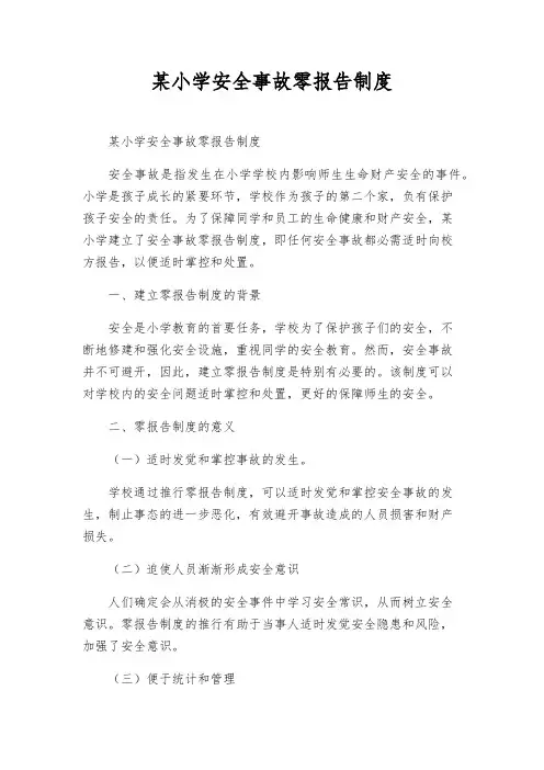 某小学安全事故零报告制度