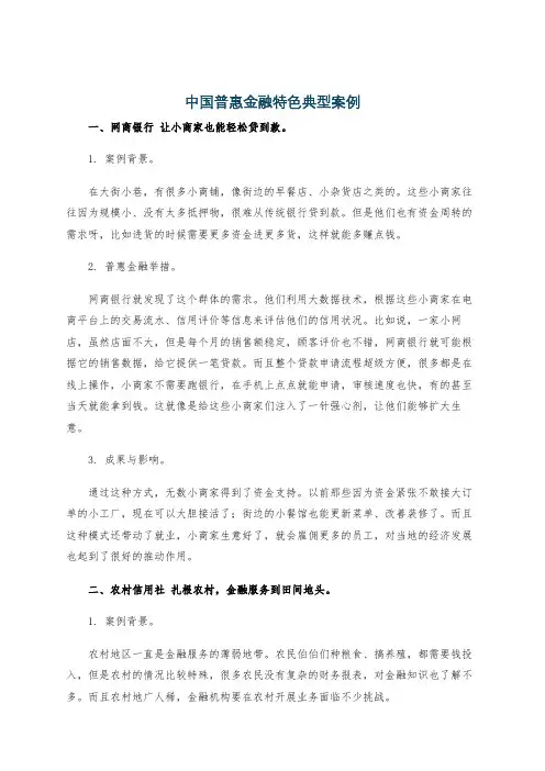 中国普惠金融特色典型案例