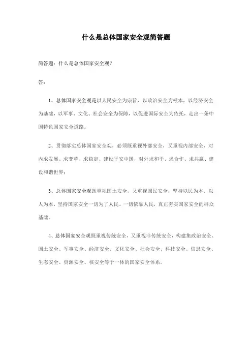 什么是总体国家安全观简答题