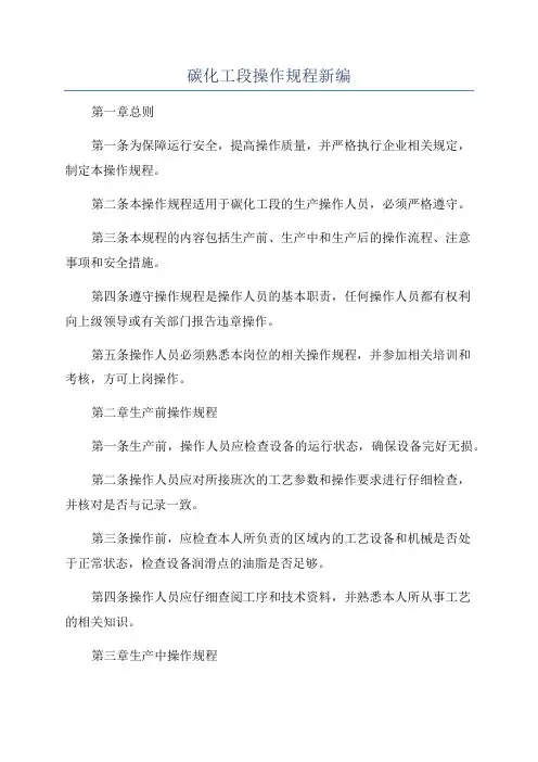 碳化工段操作规程新编