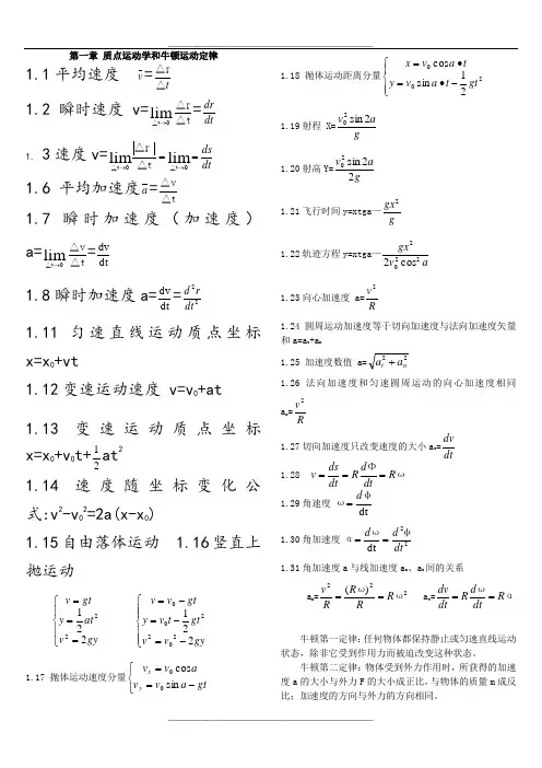 大学物理公式大全(大学物理所有的公式应有尽有)