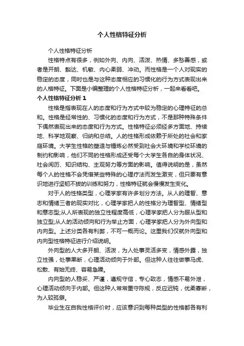 个人性格特征分析