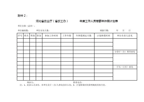 年休假计划表和休假申请表