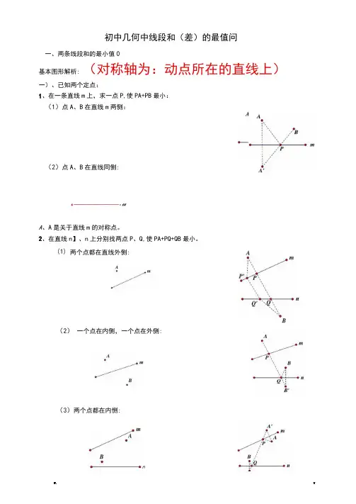 初中几何中线段和差的最大值与最小值典型分析最全