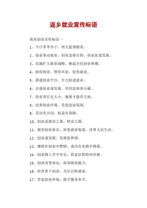返乡就业宣传标语