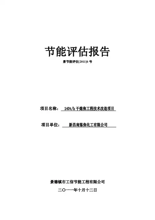 新昌南炼焦化工有限公司节能评估报告