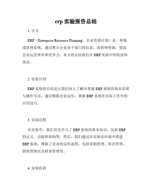 erp实验报告总结