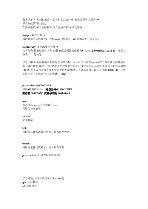 辐射3__修改控制台