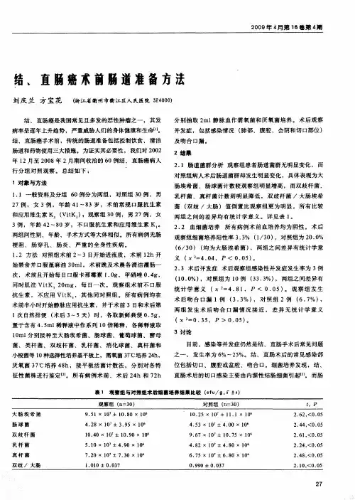 结、直肠癌术前肠道准备方法