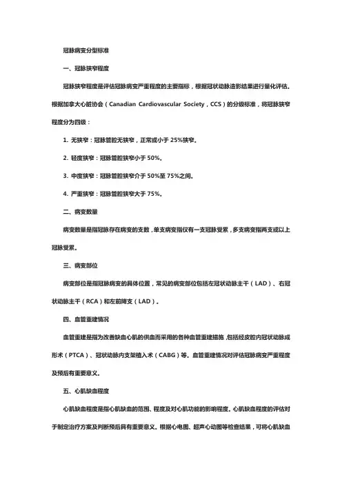 冠脉病变分型标准