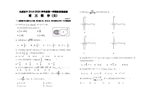 【数学】山西省太原市第五中学2020届高三上学期阶段性检测(9月)数学(文)