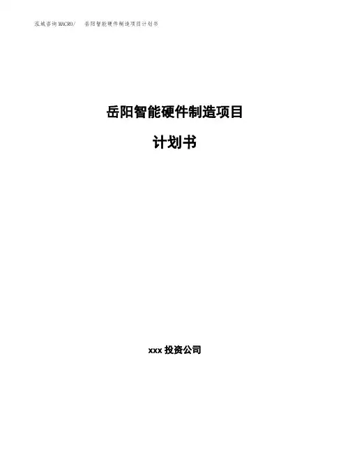 岳阳智能硬件制造项目计划书