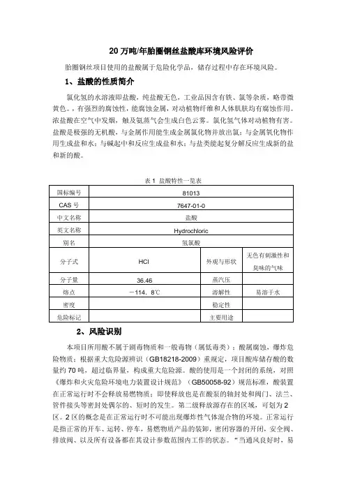 盐酸风险评价