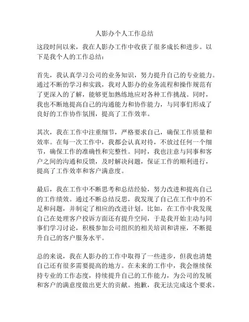 人影办个人工作总结