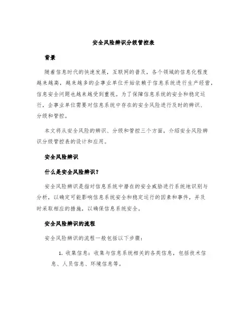 安全风险辨识分级管控表