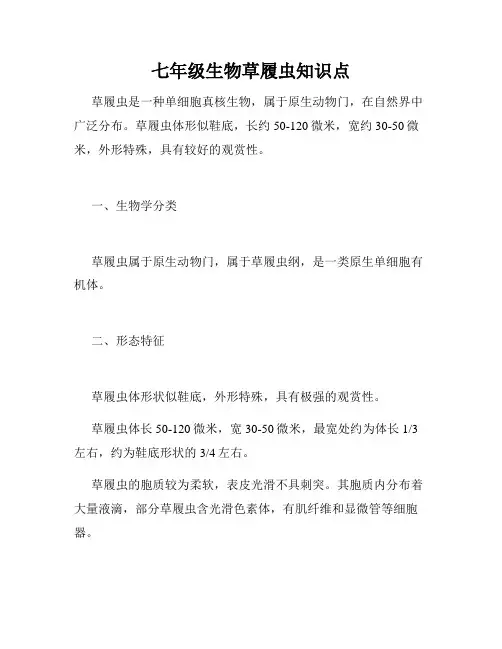 七年级生物草履虫知识点