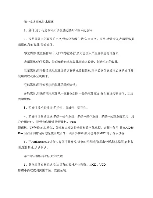 《多媒体技术与应用》复习要点