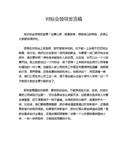 对标会领导发言稿