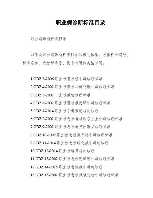 职业病诊断标准目录