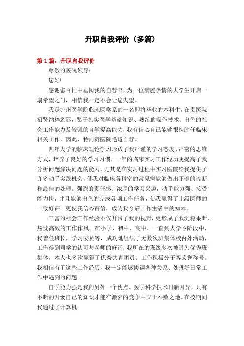 升职自我评价(多篇)