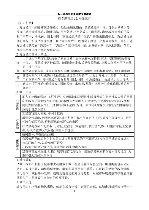 高三地理二轮复习微专题精选13 海绵城市