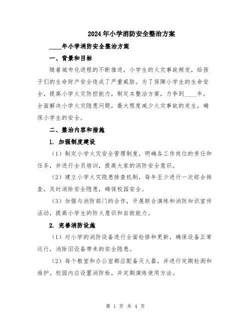 2024年小学消防安全整治方案