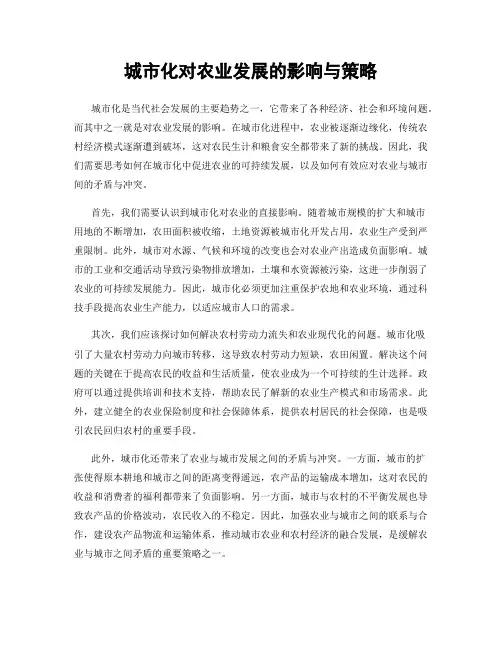 城市化对农业发展的影响与策略