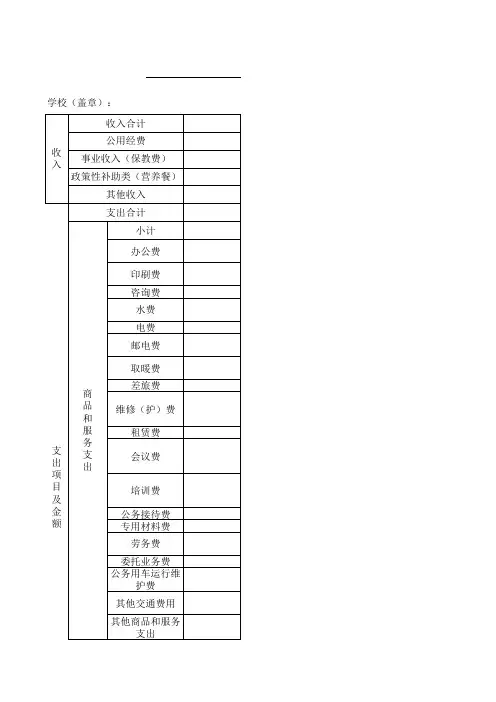 中心学校预算安排明细表含科目说明