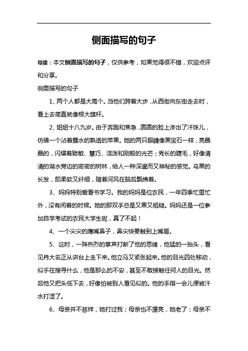侧面描写的句子