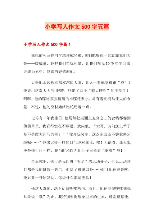 小学写人作文500字五篇(精编)