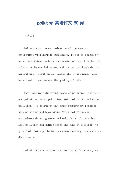 pollution英语作文80词