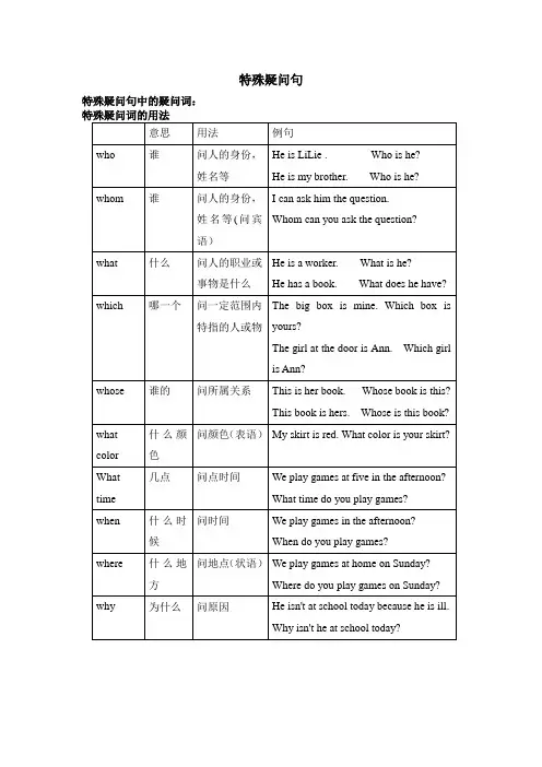 特殊疑问句总结及练习