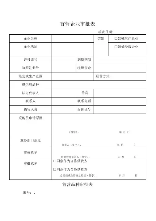 医疗器械经营企业记录表格完整版本