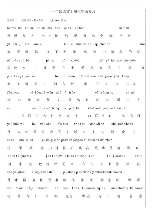 (完整word版)人教版小学一年级语文上册生字表(打印版).docx
