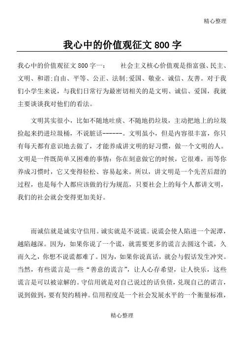 我心中的价值观征文字